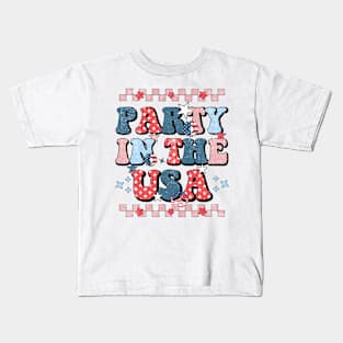 Party In The USA 4th Of July Independence Day USA Groovy Kids T-Shirt